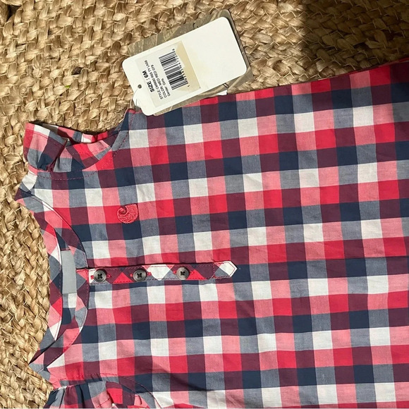 Carhartt Bodysuit Baby Girls 6M Pink Blue Sleeveless Romper Logo Pockets NWT - Picture 2 of 3